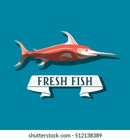 Fish - vector. Logo, badge or label design template