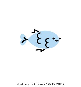 Fish. Vector logo in bold line style