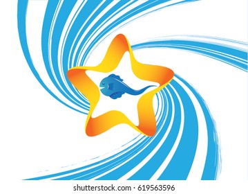 Fish, vector logo design, abstract icon.