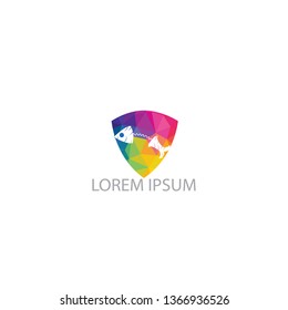 Fish vector logo design. Fish bones icon simple sign.