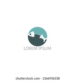 Fish vector logo design. Fish bones icon simple sign.