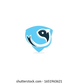 Logo-Design der Vektorillustration. Konzept des Fischereilogos