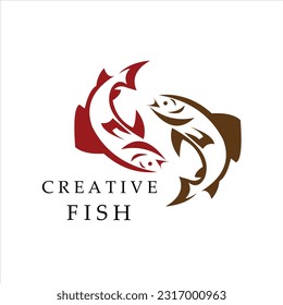 Símbolos de diseño de vectores de peces animales agua