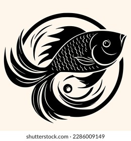 Fish vector for logo or icon, drawing Elegant minimalist style,abstract style Illustration	