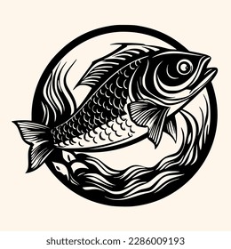 Fish vector for logo or icon, drawing Elegant minimalist style,abstract style Illustration	