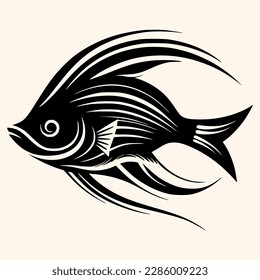 Fish vector for logo or icon, drawing Elegant minimalist style,abstract style Illustration	