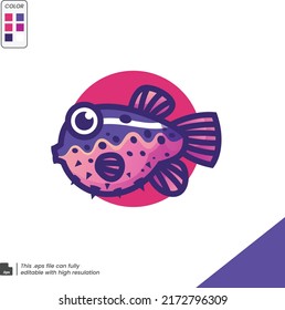 Fish Vector Logo Illustration. Vector funny golden fish with a white background. Logo Cartoon Character.