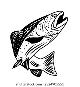 Fish vector logo sukajan sketch sea food frame