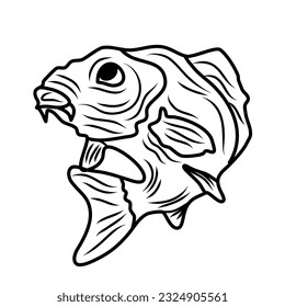 Fish vector logo sukajan sketch sea food frame