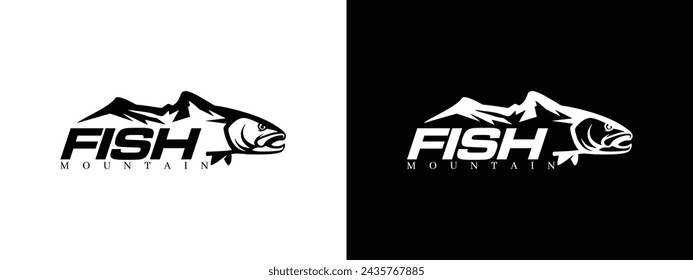 Fish vector with mountain silhouette