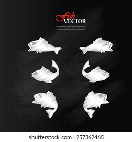 fish vector on chalkboard.Fish Silhouette. vector Illustration.