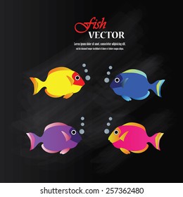 fish vector on chalkboard.Fish Silhouette. vector Illustration.