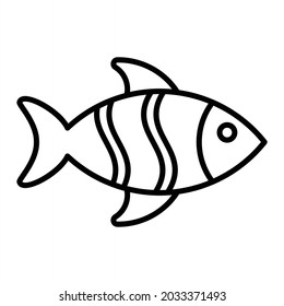 Fish Vector Outline Icon Isolated On White Background
