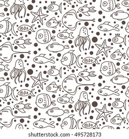 Fish vector pattern. Color illustration