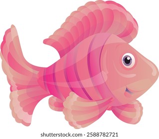 Fish Vector Pink Draw Graphic Cute Funny amusing animal animated animation b bubbles character cheerful children clip-art comics corals depth diver diving drawing fairy icon animal underwater water