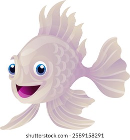 Fish Vector Pink Draw Graphic Cute Funny amusing animal animated animation b bubbles character cheerful children clip-art comics corals depth diver diving drawing fairy icon animal underwater water