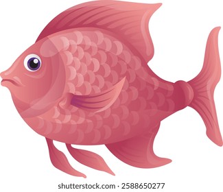 Fish Vector Red Draw Graphic Cute Funny amusing animal animated animation b bubbles character cheerful children clip-art comics corals depth diver diving drawing fairy icon animal underwater water