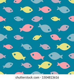 Fish vector seamless patter. Abstract pattern for kids room interior, wallpapers, curtains, 