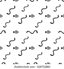 Fish vector seamless pattern or background