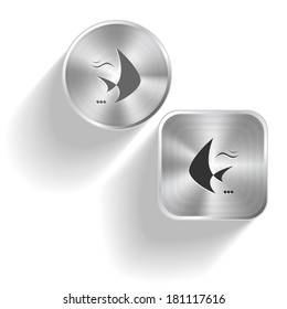 Fish. Vector set steel buttons