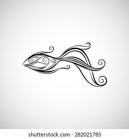 Fish. Vector silhouette. Black and white illustration.