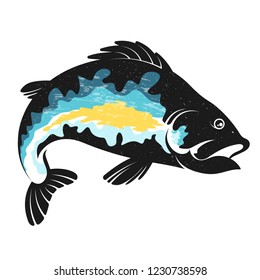 Fish vector silhouette for fishing