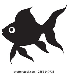  fish vector Silhouette. Fish icon vector isolated on white black background