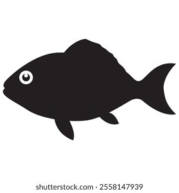  fish vector Silhouette. Fish icon vector isolated on white black background