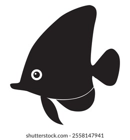  fish vector Silhouette. Fish icon vector isolated on white black background