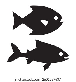 Fish vector silhouette icons set design on a white background