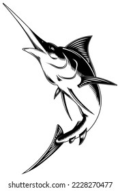 Fischvektor, Silhouettenvektor, einzelne Illustration, abstraktes Muster auf weißem Hintergrund