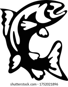 fish vector silhouette on the white background