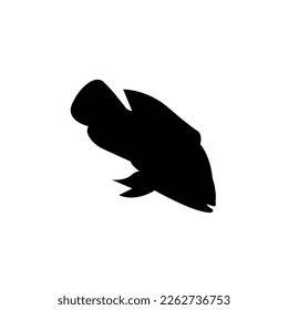 Fish vector silhouette on white background.