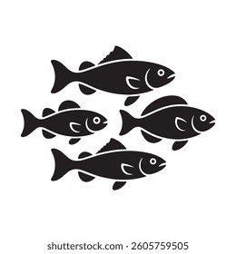 Fish vector silhouette set and art