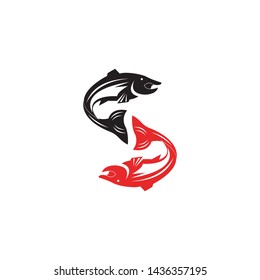 fish vector silhouette template salmon