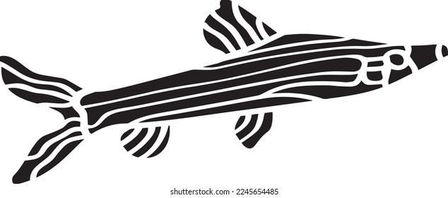 Fish Vector Stencil, Black and White