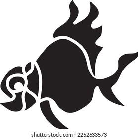 Esténcil de vectores de pescado, negro y blanco