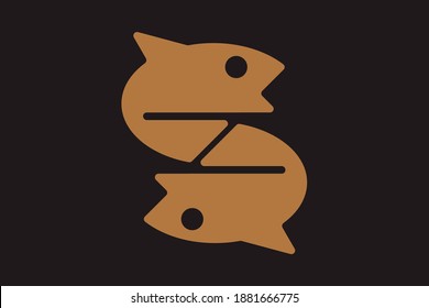 Fish vector symbol. Abstract nautical logotype. Universal premium sea marine travel ship logo icon sign.
