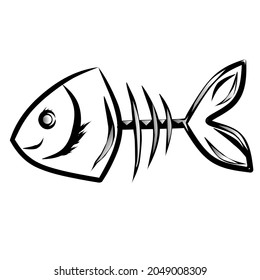 fish vector that has no meat, simple fishing logo