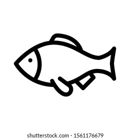 fish vector thin line icon 