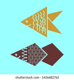 Fish vector uses a two-dimensional drawing design, background pattern