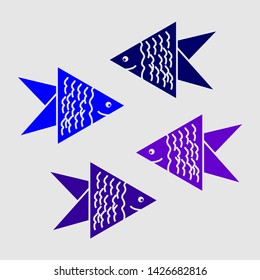 Fish vector uses a two-dimensional drawing design, background pattern