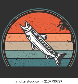 fish vector vintage fish design retro fish clip art fresh sea fish. Seafood vector illustration on white isolated background.print for t-shirt ,pin,logo, badge, illustration, clipart, sticker