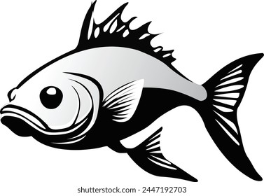 fish vector white and black.