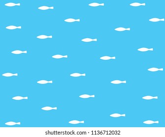 Fish vector white color on blue background. Fish vector.