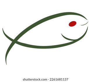Fischvektor mit grünem Körper und rotem Auge