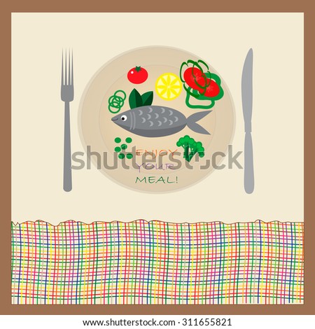 Fish and vegetables on the plate