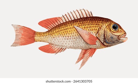 Fish vintage illustration isolated on white, vector.