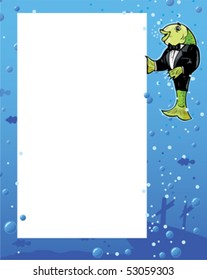 Fish Waiter showing menu. Hand is completely drawn, so, can be used for other things.