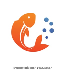Fish With Water Bubbles Logo Design